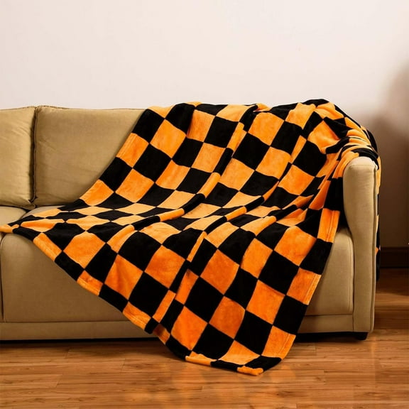 Sahpxhe Christmas Plush Throw Blanket Plaid Blanket,Soft Warm Fuzzy Sofa Couch Cover Nap Blanket,Machine Washable for Holiday Decoration and Daily Use,39.3x27.5in Orange