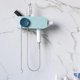 thumbnail image 5 of Soporte de pared para secador de pelo, estante colgante autoadhesivo para baño, caja de almacenamiento de maquillaje con enchufe y gancho de alambre., 5 of 5