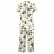 thumbnail image 4 of Sexy Pijama Conjunto para las Mujeres, Cuello Redondo Blusa de Manga Corta Y Pantalones, Traje de Moda Casual, 4 of 9