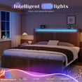 thumbnail image 6 of EnHomee Wood Bed Frame Queen with Headboard Bed Frame with Storage Shelf and Drawers Farmhouse Bed Frame with 2 Drawers & Charge Station & LED Light, Walnut, 6 of 11