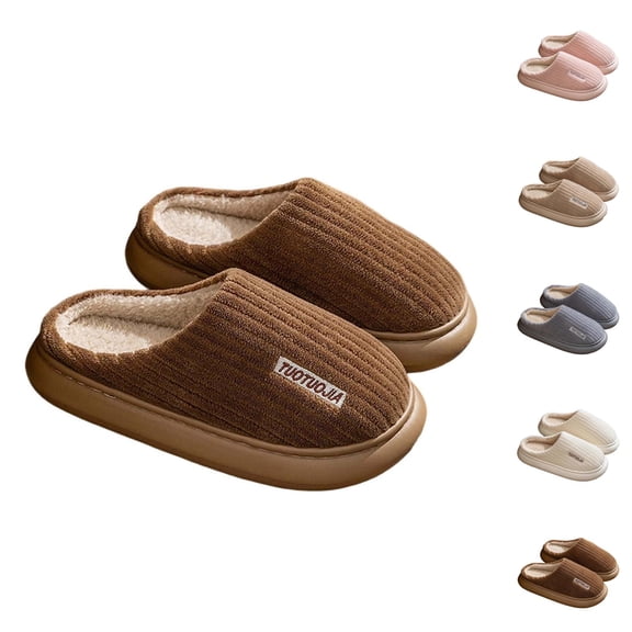 Winter Slippers for Women Warm Cozy Fleece Lined Fuzzy Slip On Slippers Indoor Non Slip Platform House Shoes