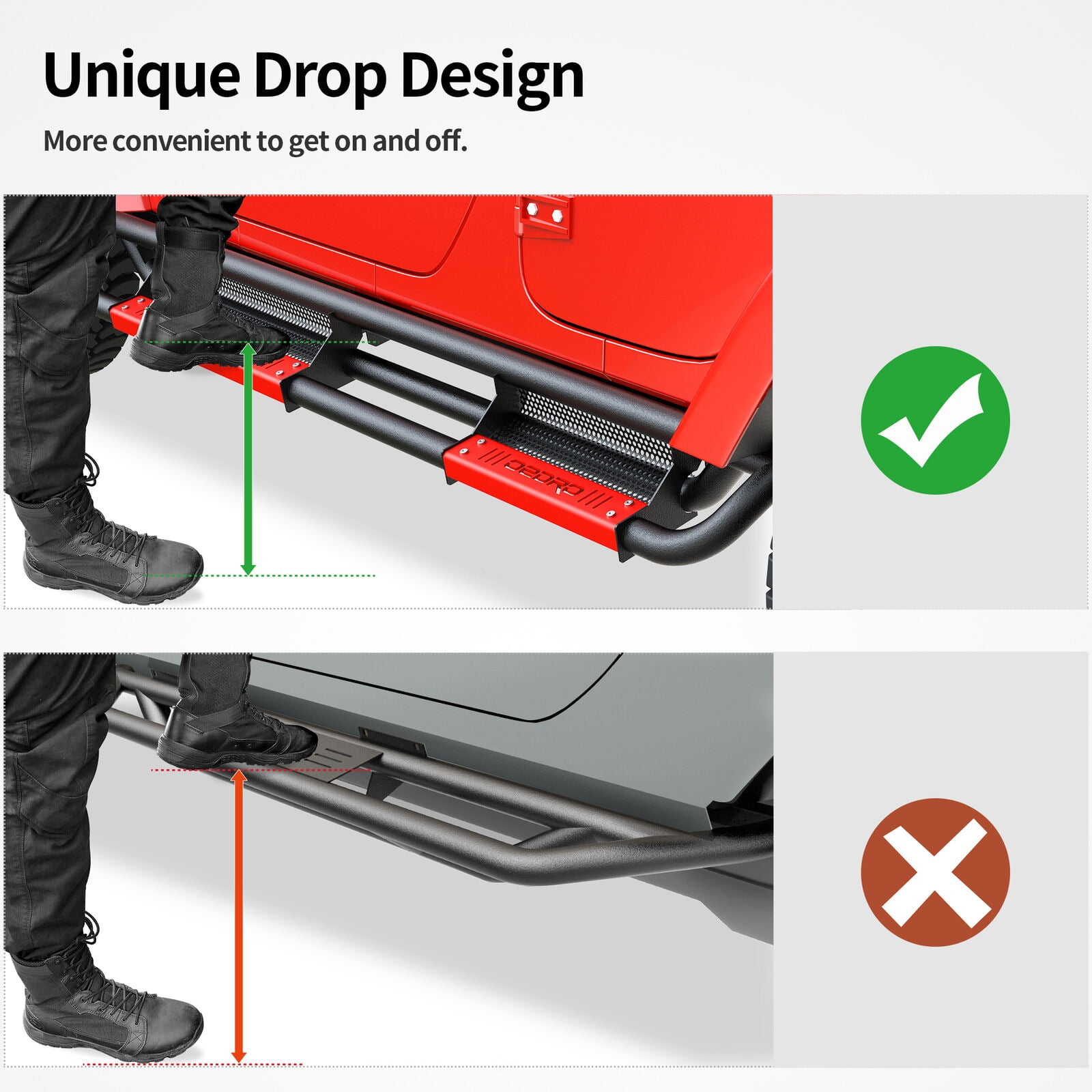 RVNI 6" Armor Running Boards for 2007-2018 Jeep Wrangler JK 4 Door Side Step Plates Nerf Bars