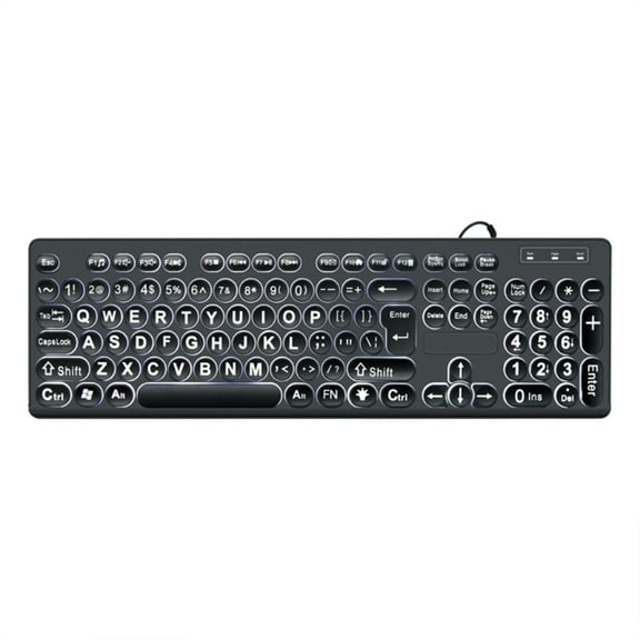 Large Font Print USB LED Backlit Keyboard 104 Keys Full Size Computer Keyboard for Seniors and Low for Vision Individual