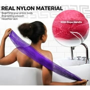 African Net Sponge Authentic - 2 Pieces Real African Exfoliating Loofah Sponge with Knots - African Net Wash Cloths for Body Scrubber Exfoliator Purple & Pink - Back Scrub for Shower Bath Accessories