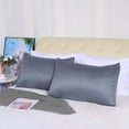 thumbnail image 2 of Unique Bargains Silky Satin Pillow Cases Covers Set of 2 Slate Gray Standard, 2 of 8