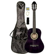 Directly Cheap 3/4-Size Student Beginner Classical Nylon String Guitar with Carrying Bag and Strap, 36", Purple