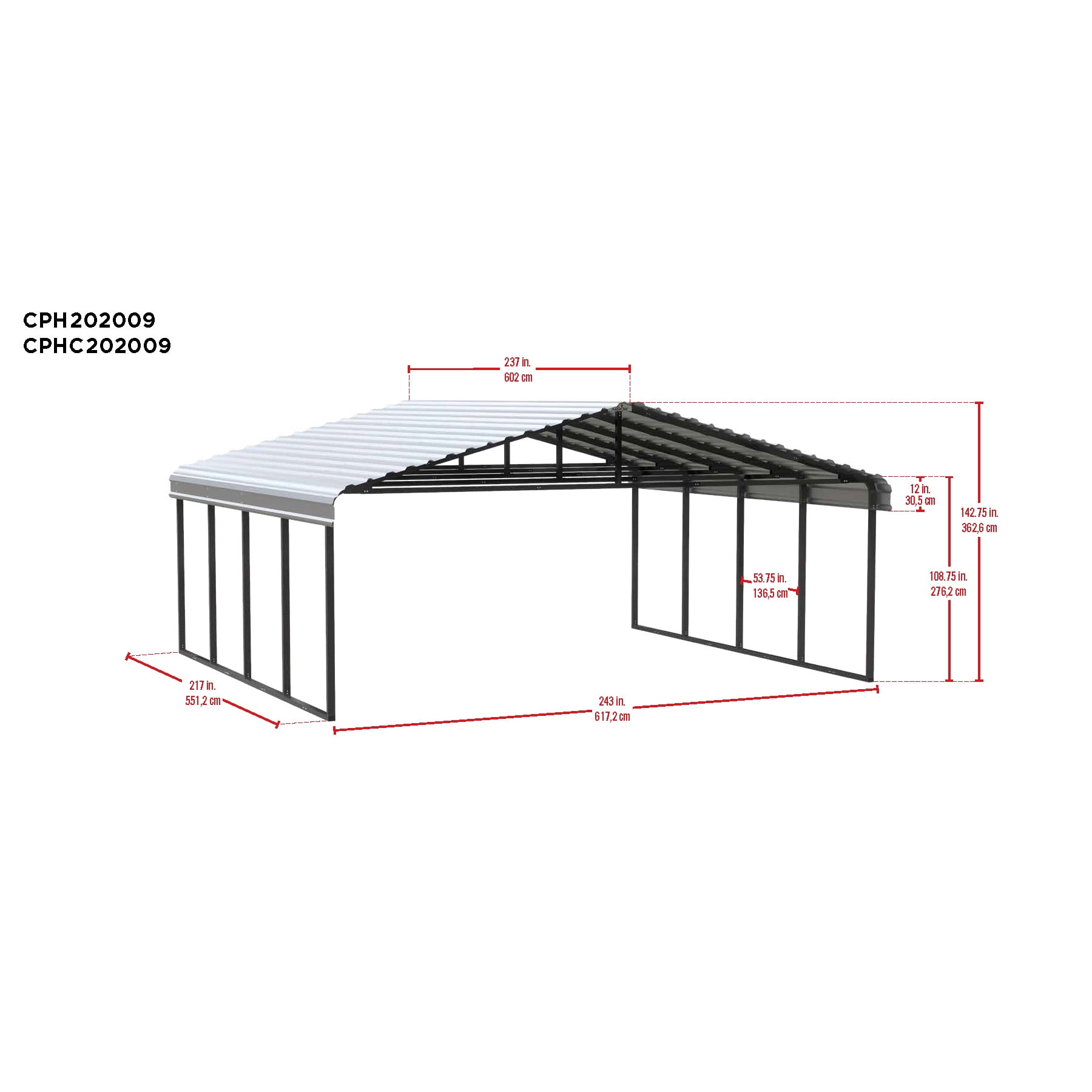 Arrow 20 x 20 x 9 ft Eggshell Carport