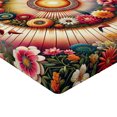 thumbnail image 2 of Ambesonne Floral Fitted Sheet, Botanical Colorful Circle, Twin Size, Orange Evergreen Pink, 2 of 3