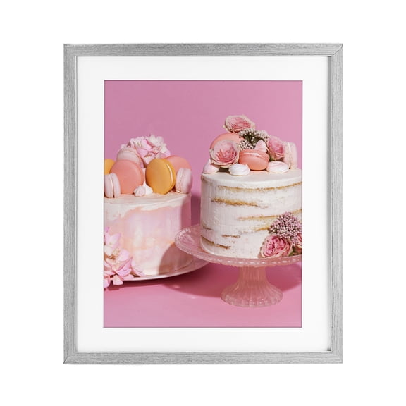 Stupell Industries Contemporary Pink Pastel Macaroon Cakes Gray Framed Print Under Glass, 17 x 21, by LISH Creative