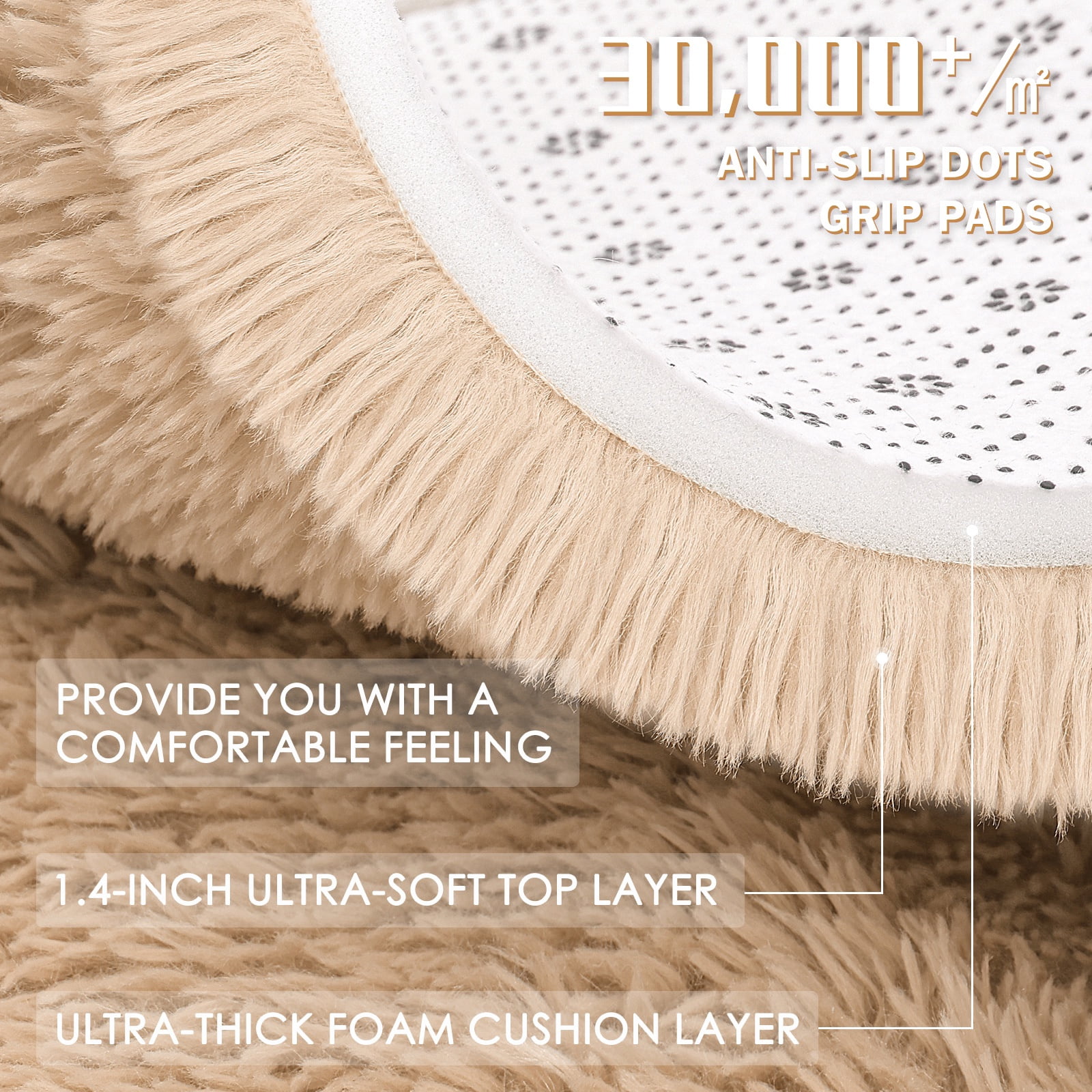 Buganda Area Rugs for Living Room 5'X8', Soft and Fluffy Shaggy Carpet for Pets, Machine Washable Floor Rugs for Bedroom, Camel