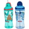 Nuby Thirsty Kids No-Spill Flip-it Printed Boost Cup with Thin Soft Straw - 12oz, 18+ Months, adventure mountains/ space