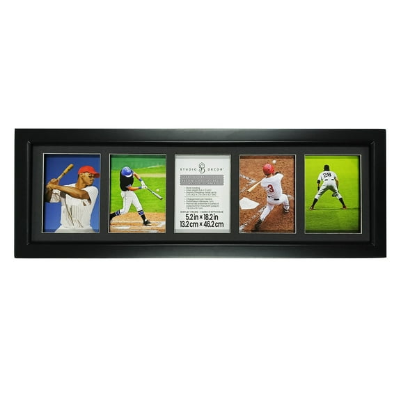5.25" x 18.25" Black Trading Card Display Frame by Studio Décor - Display Up To 5 Trading Cards - Includes Pre-attached Hanging Hardware - 1 Pack