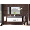 thumbnail image 2 of Amazon 60" White Wood Floating Vanity with Gray Top and Black Trim, 2 of 10