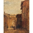 thumbnail image 2 of Félix Ziem 15x18 Black Ornate Wood Framed Double Matted Museum Art Print Titled - A Street in Florence (1846-1847), 2 of 5