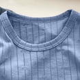 thumbnail image 4 of Mifsaly Toddler Kids Ribbed Knit Pajamas Sets Short Sleeve Crewneck Tops And Sleeping Pants Girls Boys Soft Comfort Breathable Cotton Sleepwear, 4 of 6