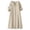Beige, variant on Summer Linen Dresses for Women Cotton Gauze Button V Neck Midi House Shirt Dress Short Sleeve Boho Beach Sundress