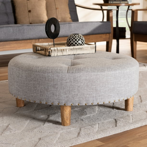 Baxton Studio Vinet Modern And Contemporary Light Gray Fabric Upholstered Natural Wood Cocktail Ottoman Com Baxton Studio Vinet Modern And, Fabric Ottoman Coffee Table Round