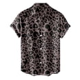 thumbnail image 3 of Mens Button Up Shirt Leopard Print Short Sleeve Turn Down Collar Shirts Summer Lightweight Top Bronze M, 3 of 3