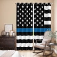 thumbnail image 3 of Blue White American Police Flag Kitchen Curtains 84 Inch Length, Honoring Law Enforcement Officers Grommet Top Bedroom Living Room Curtains, Light Filtering Cafe Curtain Drapes 2 Panels Set 84''x84'', 3 of 9