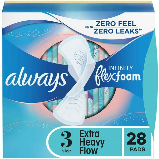 Always Infinity with FlexFoam Pads, Size 3, Extra Heavy, with Wings, Unscented 28 count