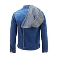 thumbnail image 3 of Men’s Classic Button Up Removable Hood Slim Fit Stretch Denim Jean Jacket (Stone Wash Blue, XL), 3 of 8