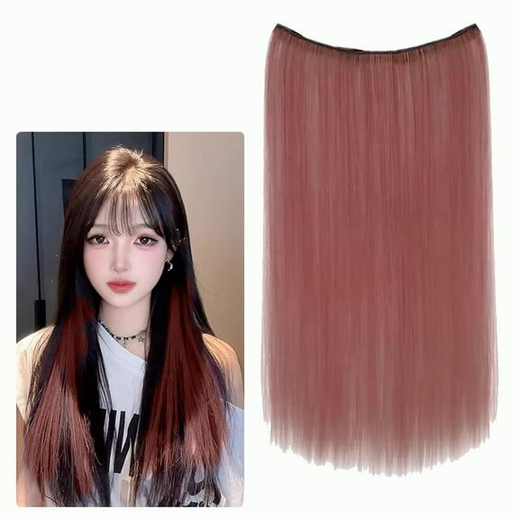 Adapan 20 Inch Invisible Wire Hair Extensions,Black Straight Halo Hair Extensions Human Hair Secret Fish Line Hairpiece,E