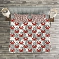 thumbnail image 3 of Ambesonne Sea Animal Quilted Bedspread Set 3 Pcs, Illustration of Crab, King Size, Ruby and Grey, 3 of 3
