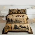 thumbnail image 2 of Manfei Wildlife Deer Bear Child Queen Comforter Set, Farmhouse Lodge Cabin Bedding Sets, Vintage Rustic Patchwork Reversible Bedding Comforter Set, Breathable Home Decor, 3pcs, 2 of 8