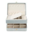 thumbnail image 3 of Unique Bargains 2 Layer Jewelry Box Plush Velvet Jewelry Organizer Case Storage Travel Gray, 3 of 7