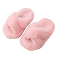 thumbnail image 3 of Yindaity Kids House Slippers Girls Fluffy Cute Fuzzy Slippers - Open Toe Warm Fur Slides Cross Band Plush Slip on House Indoor Slippers(Pink,28), 3 of 6