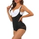 thumbnail image 4 of INSPIRAR CHIC Body de Control de Abdomen para Mujeres, Malla, Moldeador Esbelto, Tirantes Ajustables, Escote Abierto, Mono, Talla Grande, Negro, 4 of 5