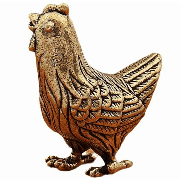 Elegant Metal Rooster Sculpture - Decorative Animal Figurine for Home Desk and Garden - Unique Desktop Ornament for Indoor Spaces