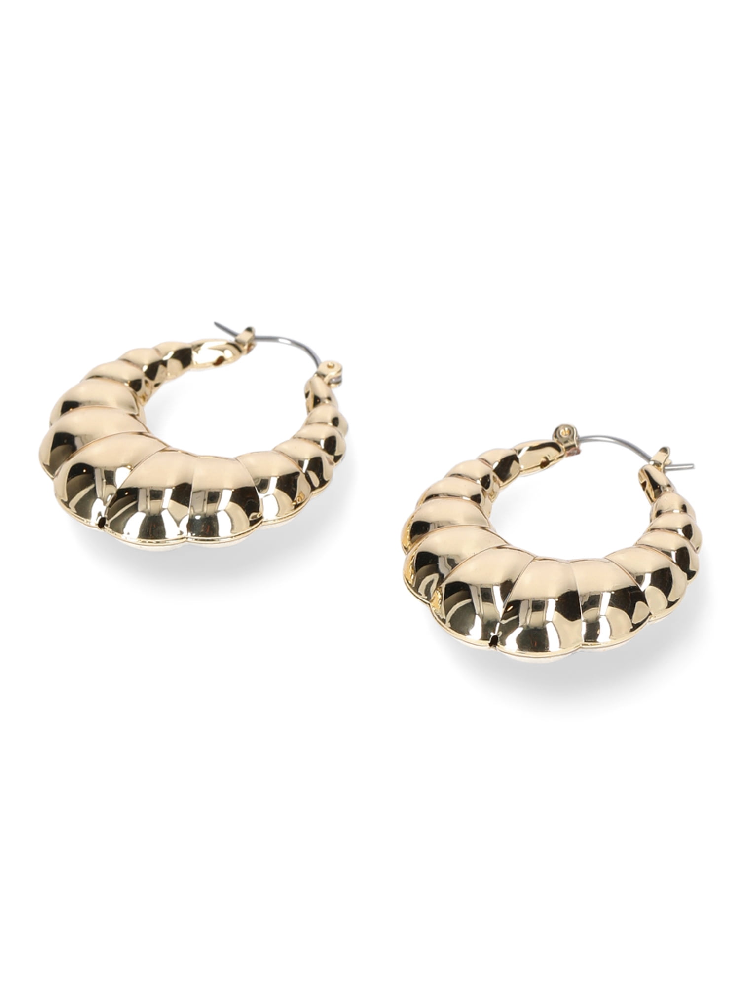 Madden NYC Women's Fashion Gold Tone Crescent Hoop Earrings
