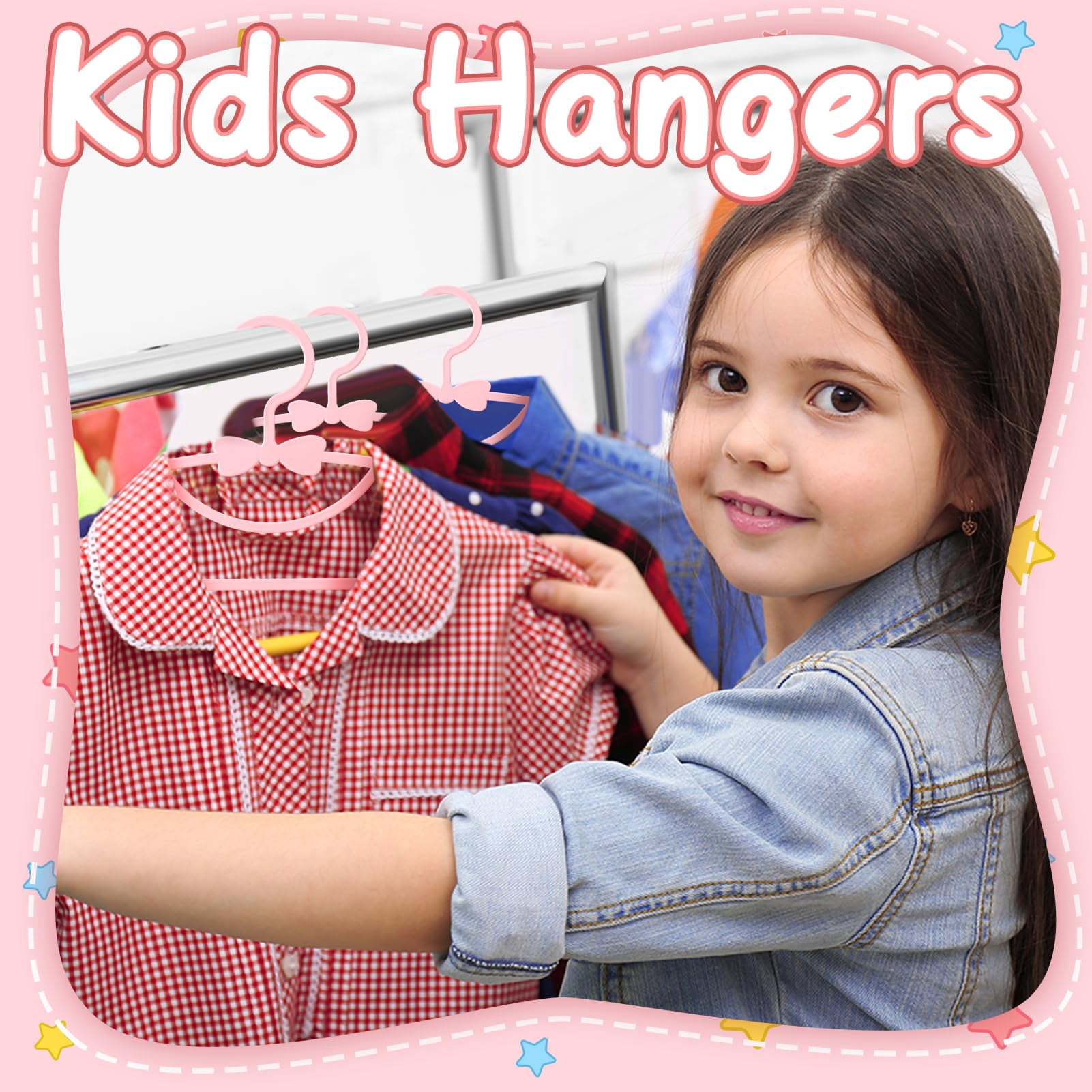 Plastic Closet Hangers 100 Pack Pink For Infant Clothing