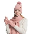thumbnail image 6 of SYMOID Womens Pink Wool Winter Hat Scarf Gloves Set - 3-Piece Knitted Style with Pom Pom, Warm Cold Weather Accessory for Adults,Size Free Size, 6 of 9