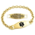 thumbnail image 1 of MedicEngraved Yellow Gold Stainless Steel Custom Medical Alert Bracelet - 5mm Oval Link, 1 of 7