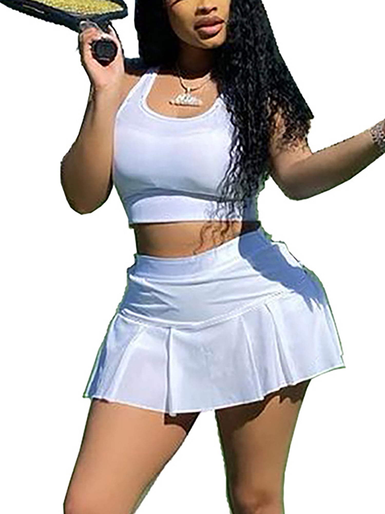 Avamo Women Golf Skirts Skorts 2Pcs Set 