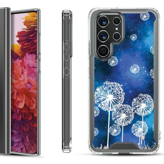 Shockproof Bumper Phone Case for Samsung Galaxy S22 Ultra 5G, by OneToughShield ® - Dandelion Stars