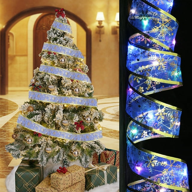 Weloille Christmas Ribbon Fairy Lights, LED Christmas Fairy Wire Ribbon Light, Battery Powered, Christmas Tree Lights for Party Xmas Tree Decoration Indoor Outdoor Hanging Decor