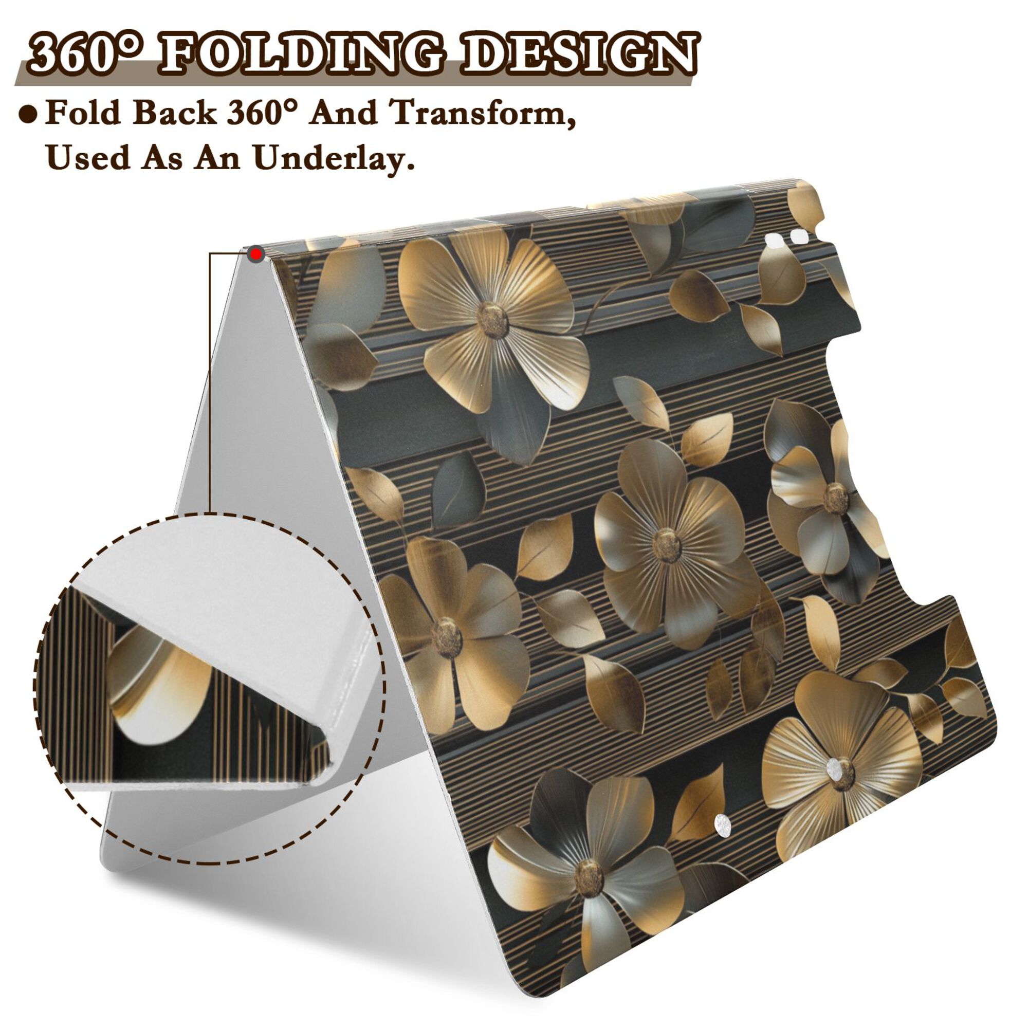 FORMRS A4 Clipboard Folder with Pen Holder Horizontal Foldable School Office Binder, Floral Lines
