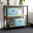 thumbnail image 2 of Foldable Storage Bins with Lids [5-Pack] Fabric Decorative Storage Box Cubes Organizer Containers Baskets with Cover Handles Divider for Bedroom Closet Living Room Blue 14.9x9.8x9.8 Inch, 2 of 14