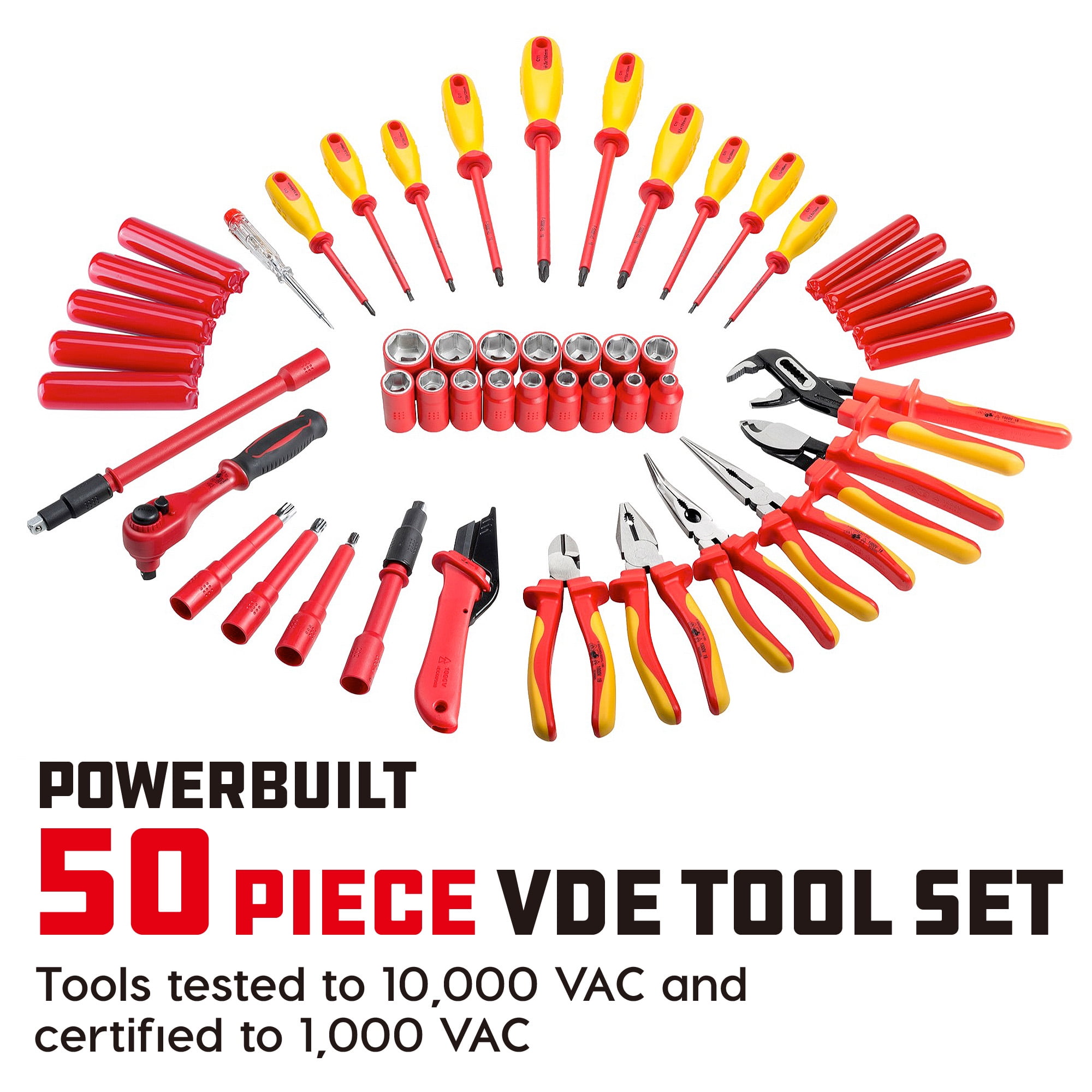 Powerbuilt 50 Piece Master VDE Electrical Tool Set with Case - 240259