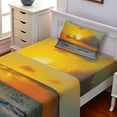 thumbnail image 2 of Ambesonne Sea Fitted & Top Sheet Set with Sham, Sunset Beach in Brazil City, Orange Grey, 2 of 5