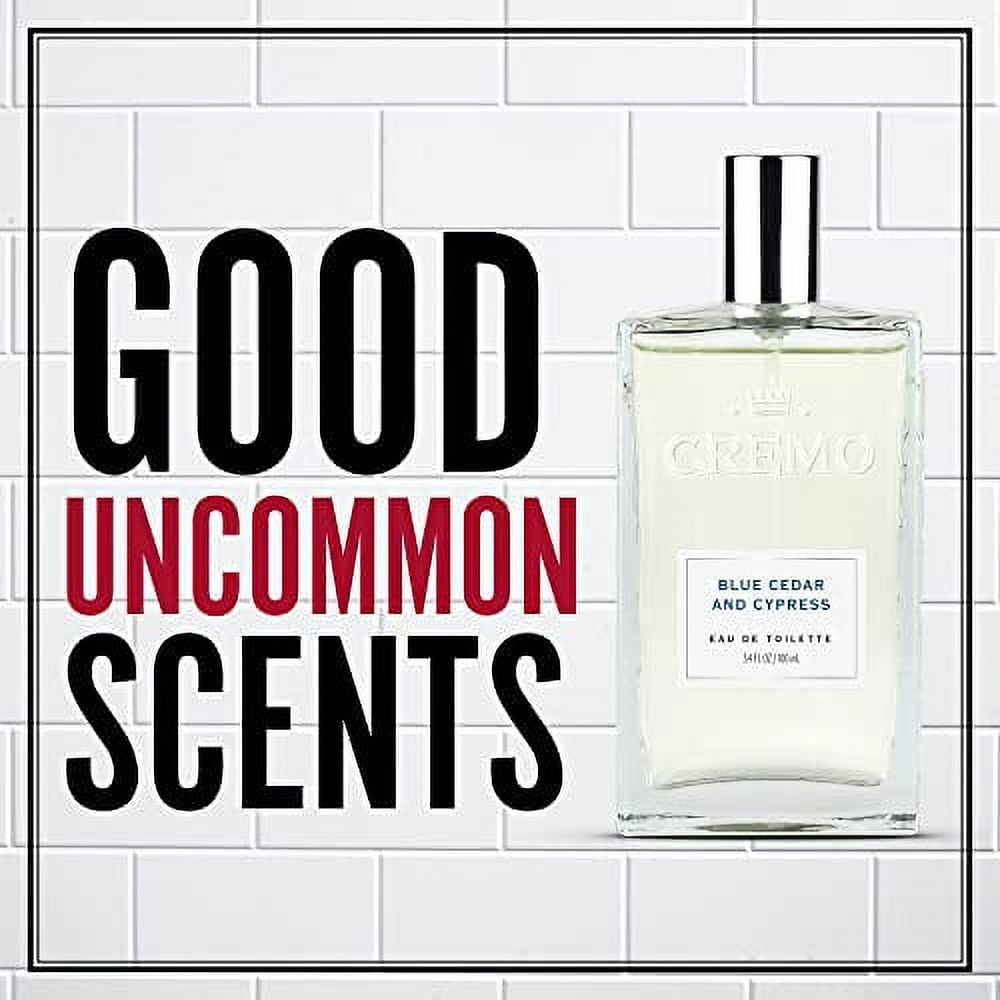 Cremo Blue Cedar & Cypress Cologne Spray, A Woodsy Scent with Notes of Lemon Leaf, Cypress and Cedar, 3.4 Fl Oz