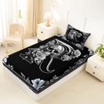 thumbnail image 4 of Homewish Spooky Skull Monogrammed R Twin Sheets,Happy Halloween Floral Bedding,3-Piece,1 Fitted Sheet and 1 Pillowcase, 4 of 6