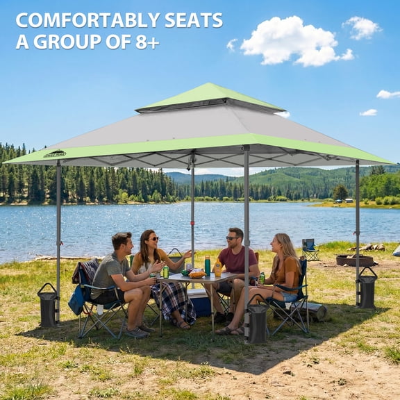 EAGLE PEAK 13 x 13 ft Pop-up Outdoor Canopy Auto Extending Eaves (169 Sqft of Shade) Gray