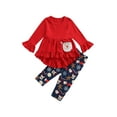 thumbnail image 1 of ZAXARRA Little Girls Outfit, Long Sleeve Trailing Tops, Printing Trousers, 1 of 7