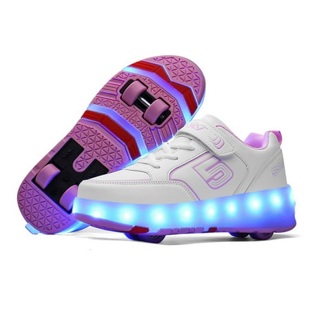 

Kids Shoes with Wheels LED Light Color Shoes Shiny Roller Skates Shoes Simple Kids Gifts Boys Girls The Best Gift for Party Birthday Christmas Day