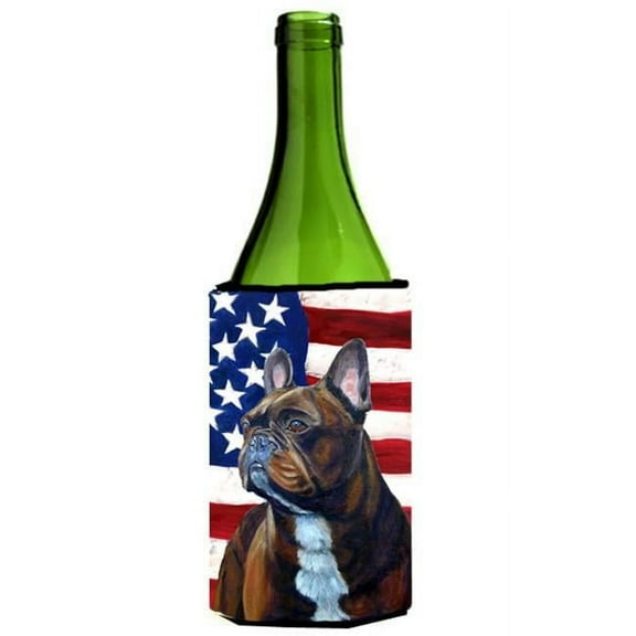 USA American Flag with French Bulldog Wine bottle sleeve Hugger 24 oz.