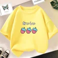 thumbnail image 3 of Camiseta de algodón con estampado de sonrisas para niñas, camisetas informales de verano de manga corta con cuello redondo para niños, camisetas para bebés, ropa para niños, 3 of 5